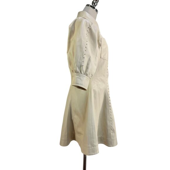 Aje Claire Pearl Mini Dress Faux Leather Ivory Cream Ecru White - Picture 9 of 15